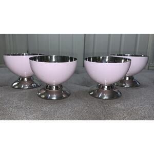 Vintage ONEIDA Stainless Pink Footed ICE CREAM DESERT CUPS 4